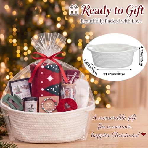 Reallnaive 11 Pcs Red Christmas Basket Gift for Women Secret Santa Box