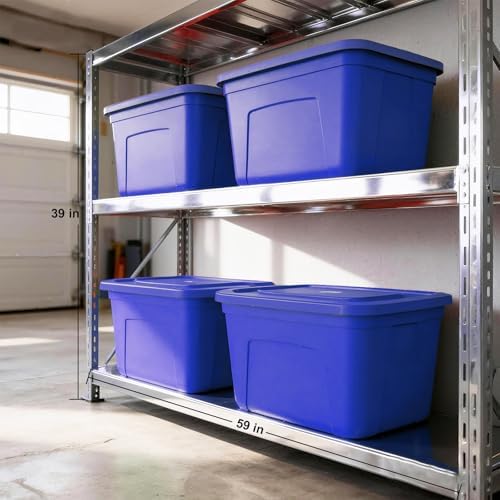 SIMPLYKLEEN Storage Bins with Lids - Made in USA 18-Gallon (72-Quart) 4-Pack Storage Totes with Lids, Plastic Stackable Containers Large Storage Boxes for Home and Office Organization Blue/Blue
