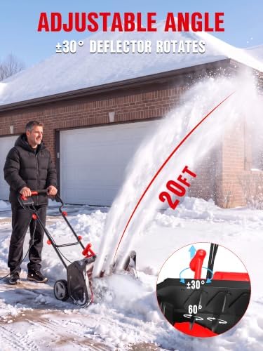EWORK 12-Amp 17-Inch Corded Electric Snow Shovel with Wheels