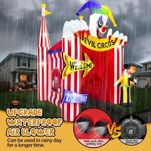 Kalolary 12FT Tall Halloween Inflatables Archway Clown Circus Haunted House
