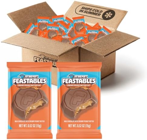MrBeast Feastables Peanut Butter Cups Milk Chocolate, 2lb Box, Bite Size