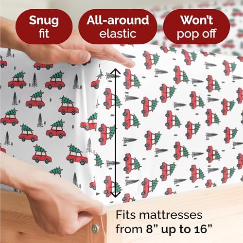 Christmas Sheet Set, Christmas Cars, Holiday Xmas Bedding Set - Twin XL