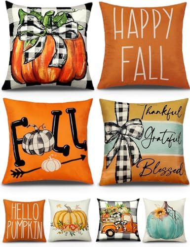 multiwins Fall Pillow Covers 20x20 4Pcs Double-Sided Print for Home Decor
