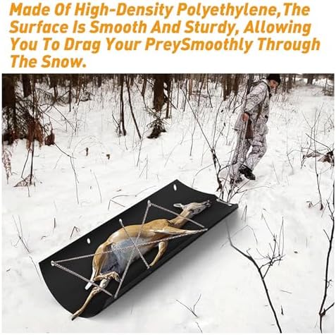 Yosoo Multi Purpose Deer Drag Sled for Hauling Deer, Gear, Fire Wood, Ice Fishing Camping with Pull Rope Storage Bag, Construction