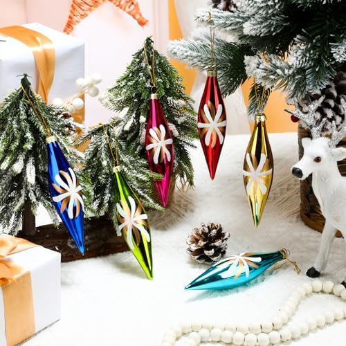 Soaoo 6 Pack Glass Christmas Ornaments,Multicolor Retro Christmas Ornament
