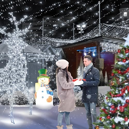 KNONEW 600ft 1500 LED String Lights Outdoor Christmas Lights 8 Modes & Timer Fairy Light Plug in Waterproof LED String Lights for Xmas Yard Tree Wedding Party Holiday Decorations (Cool White)
