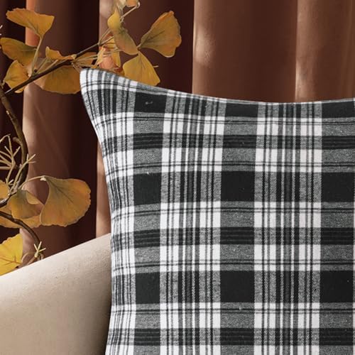 MIULEE Halloween Plaid Pillow Covers Scottish Tartan 12x20 Black and White