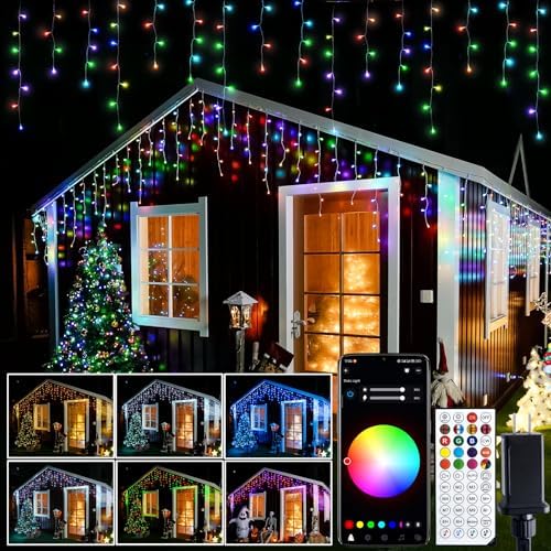 JMEXSUSS 400 LED Smart RGB Icicle Lights for Outside