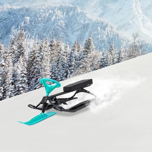 Snow Sled for Kids Steering Wheel Brakes 220lbs Capacity Kart Design
