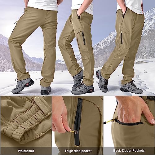 Men's hiking Snow Pants Skiing Winter Insulated Fleece lined Outdoor Water Repellent camping,walking,fishing