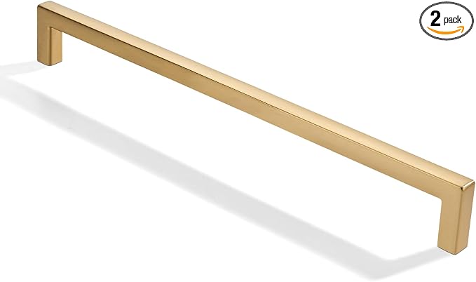 khtumeware 2 Pack 12 inch(305mm) Hole Center Champagne Bronze Cabinet Pulls Solid Heavy-Duty Square Champagne Brass Cabinet Handles Drawer Pulls Kitchen Cabinet Hardware Kitchen Handle