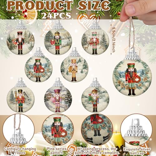 Outus 16 Pcs Christmas Tree Ball Ornaments Vintage Nutcracker Christmas Decorations for Tree Colorful Xmas Decorative Hanging Ornaments for Farmhouse Home Fireplace Decoration Holiday Party Favors