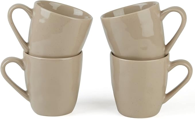 famiware Mars 4 Pieces Coffee Mug, 14oz Tea Mug, Catering Mugs with Handle for Coffee, Tea, Cocoa, Milk, Cinnamon Brown