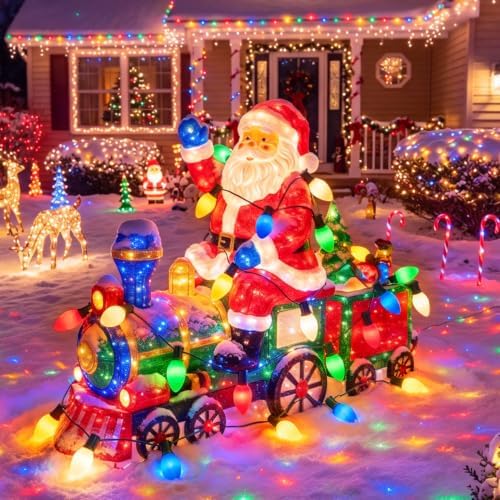 25Ft C9 LED Christmas String Lights Outdoor, Multicolor Christmas Decorations Lights with 25+1 Colored C9 LED Bulbs, Vintage Decor Light for Xmas Tree Home Yard Party Decor, E17 Base, Green Wire