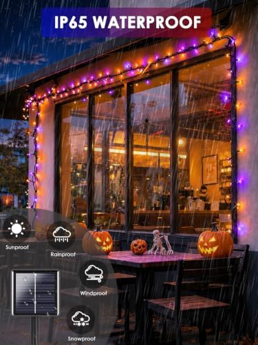Solar Halloween Lights 4 Pack 152FT 400 LED String Lights Purple and Orange