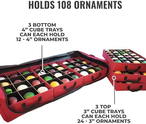 612 Vermont Flat Under Bed Ornament Storage, Holds 108 Ornaments