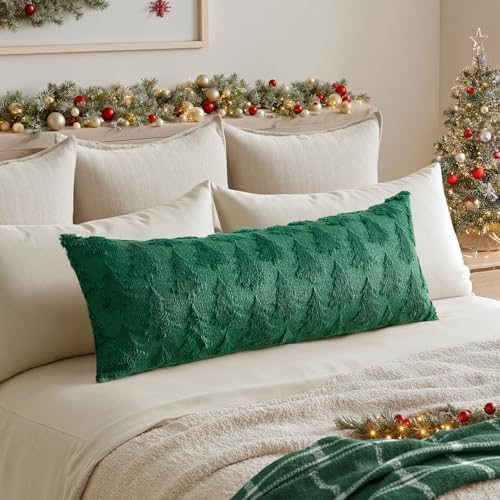 MIULEE Christmas Throw Pillow Cover Dark Green 14x36 Lumbar Body