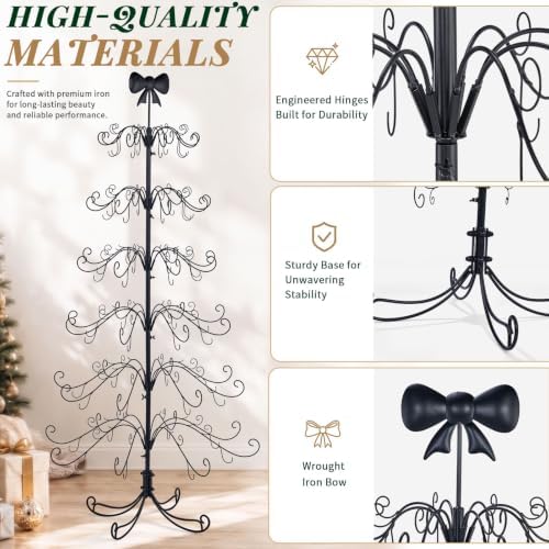 Karl Home 6 ft Wrought Iron Bow-Top Ornament Display Tree, Black