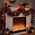 9FT Black Garland with Lights and Ornaments Prelit Halloween Decoration