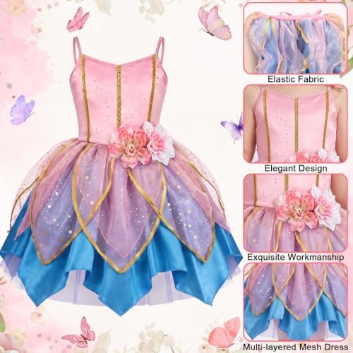 Latocos Fairy Dress Costume for Girls, Toddler Fairy Dress Butterfly Wings