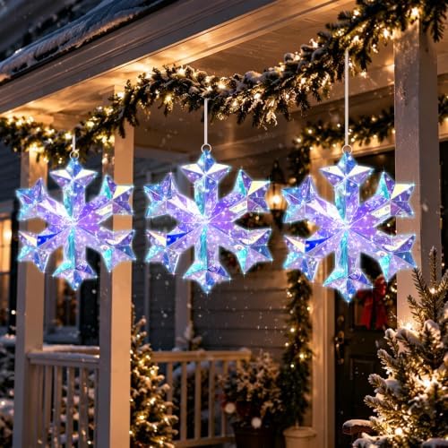 Nuanchu 2 Pcs 10" LED Christmas Snowflake Light Decor, Exotic Fantasy Wood