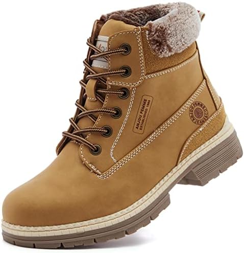 ANJOUFEMME Womens Hiking Snow Winter Boots - Waterproof Outdoor Ankle Boots for Women Comfortable Warm Fur Boots for Backpacking Cycling