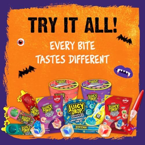 Juicy Drop Sweet & Sour Lollipop Variety Party Pack - 21 Count Sweet Lollipop Suckers & Sour Gel in Assorted Fruity Flavors - Fun Candy For Birthdays And Parties - Candy Variety