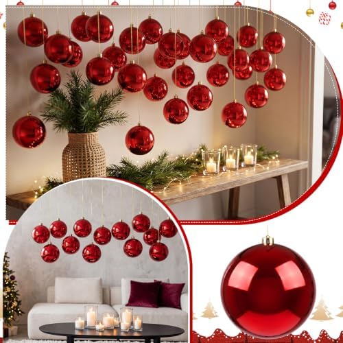Threan 6 Inch Large Burgundy Shiny Christmas Ball Ornaments