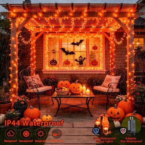 JMEXSUSS 1000 LED Orange Halloween String Lights Outdoor Indoor Plug in