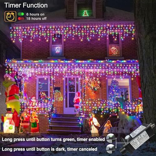 Colored Christmas Lights Outdoor, 33ft 400 LED Icicle Lights for Outside