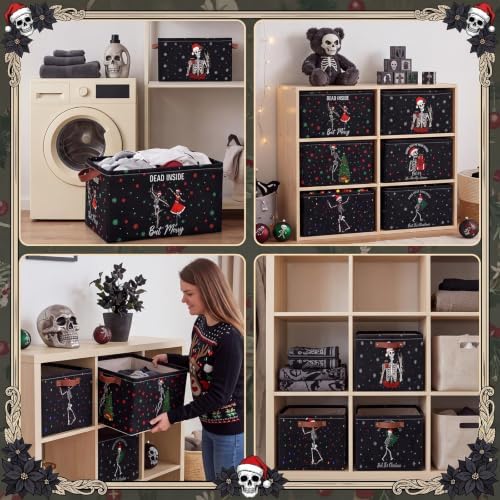 CHENGU 6 Pack Christmas Storage Bin Collapsible Christmas Skeleton Basket