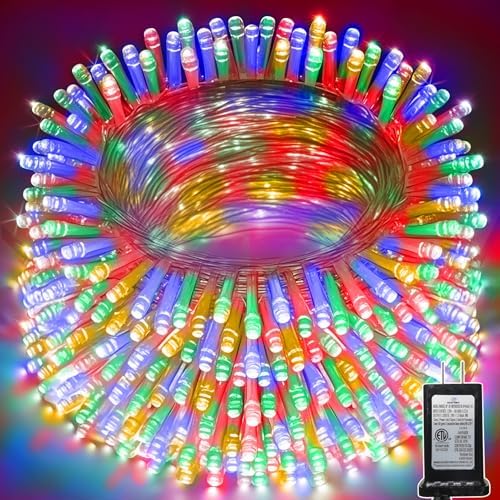 196 FT 500 LED String Lights Outdoor Indoor, Christams String Lights Waterproof 8 Modes & Timer, Fairy Lights Plug in for Bedroom, Weeding, Patio, Party, Christmas Decor(Multicolor)
