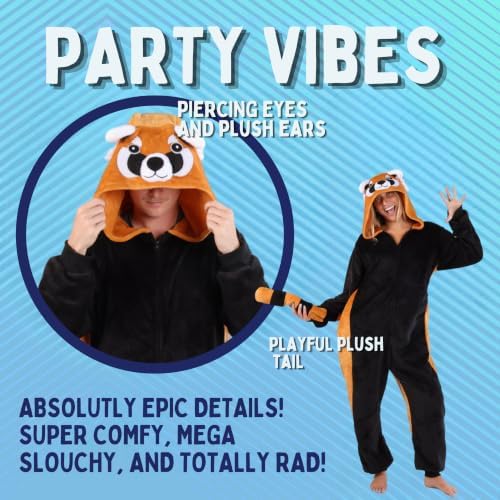 Funziez! Slim Fit Adult Onesie - Animal Costume - Plush Unisex Halloween One Piece Cosplay Suit for Women and Men