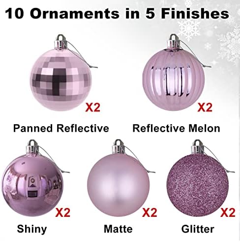 Lavender Purple 3.2" Large Christmas Balls - Christmas Tree Decoration Ornaments Shatterproof Hanging Balls for Birthday Halloween Holiday Wedding Decorations Set of 10pcs