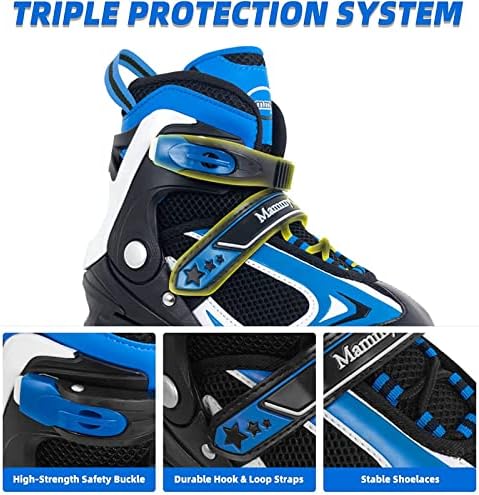 MammyGol Adjustable Inline Skates for Kids Boys Girls Youth Blades Roller Skates with Light up Wheels Ages 4-16