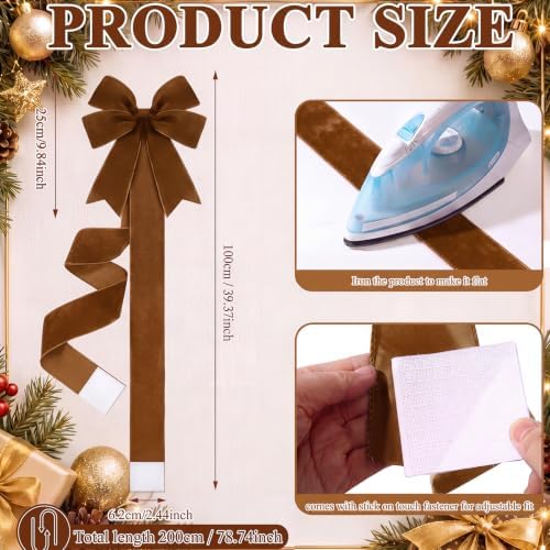 Daifunli 6 Pcs Multicolor Velvet Christmas Cabinet Bows Ribbons for Kitchen