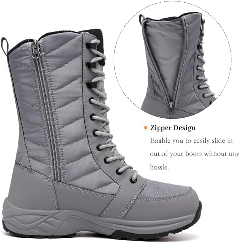 FW FRAN WILLOR Women's Waterproof Winter Snow Boots Warm Comfortable with Side Zipper - 2026 Fashion Lightweight Hiking boots for Cold Weather Insulated Mid Calf Military Booties