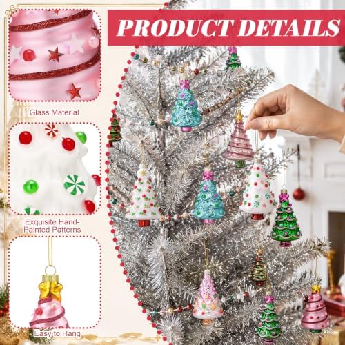 Sosation 8 Pcs Vintage Mercury Glass Christmas Tree Ornaments Tree Decor
