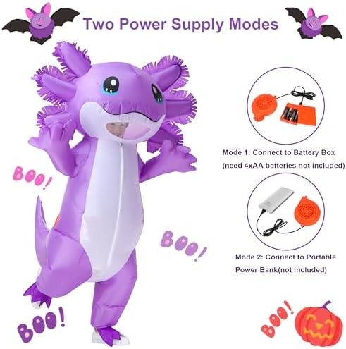 Stegosaurus Kids Axolotl Inflatable Costume Blow-Up Costumes for Boys Girls Funny Inflatable Costumes for Parties & School Events Purple