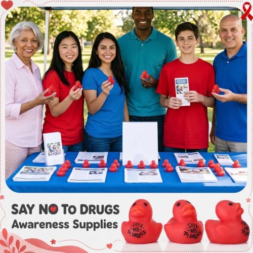 Thenshop 50 Pcs Red Ribbon Week Freeze Drugs Duck Ball Bulk