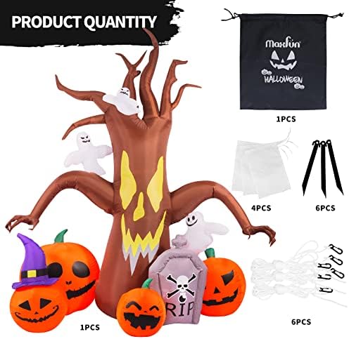 Max Fun 8FT Halloween Inflatables Decorations Inflatable Dead Tree Outdoor Decorations with LED Lights Built-in Blow Up Yard Decoration Pumpkin Ghost for Outdoor Garden Lawn(8Ft-Halloween Dead Tree)