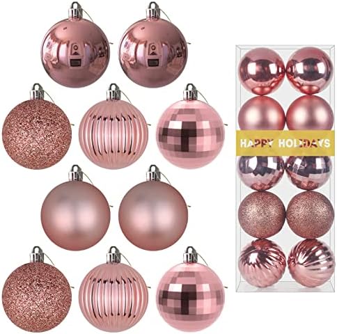 Rose Pink 3.2" Large Christmas Balls - Christmas Tree Decoration Ornaments Shatterproof Hanging Balls for Birthday Halloween Holiday Wedding Decorations Set of 10pcs