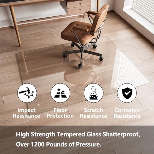 Koonmi Glass Chair Mat for Carpet, 30"x48" Thick Office Chair Mat