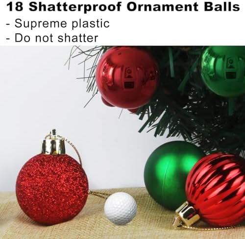 Red & Green 3.2" Large Christmas Balls - Christmas Tree Decoration Ornaments Shatterproof Hanging Balls for Birthday Halloween Holiday Wedding Decorations Set of 18pcs