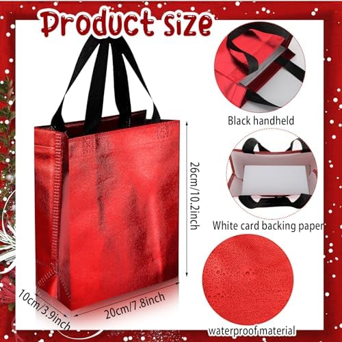 Paterr 72 Pcs Christmas Gift Bags Bulk Glossy Red Green Gold