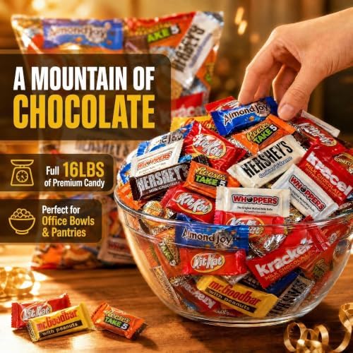 Chocolate Assorted Bulk Candy - 16 LB - Chocolate Candy Variety Pack - Bulk ChocolateCandy, Milk, Dark - Mix for Bag Stuffers - Candies - Chocolates