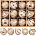 3.15 Inch Christmas Balls Ornaments, White & Gold, 12 Pack, 80mm