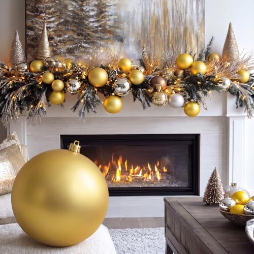 Threan 12 Inch Gold Matte Large Christmas Ball Ornament