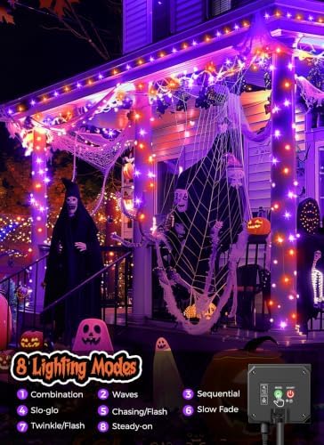 Minetom Halloween Solar Lights Outdoor,4Pack Total 160FT Halloweeen Light