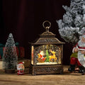 Christmas Snow Globe Lantern，Bronze‑Santa Sled & Reindeer